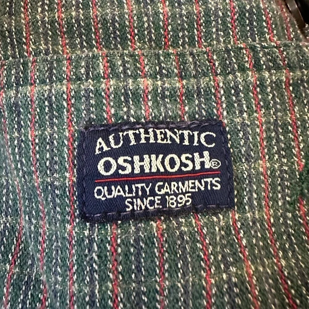 Vintage Oshkosh plaid overalls paper tag